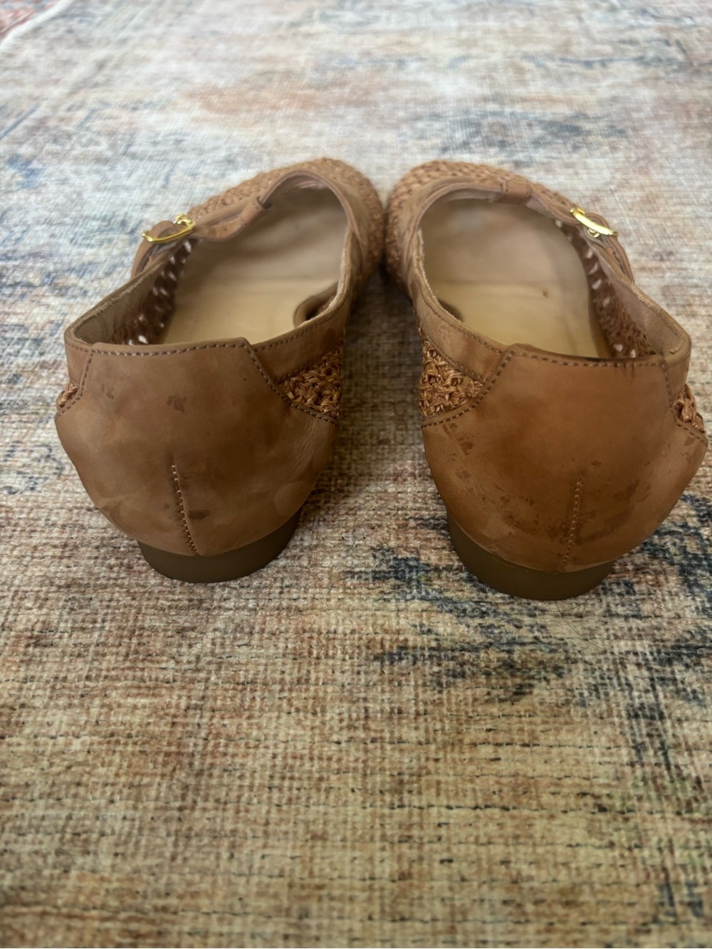 Paul Green Woven T-Strap Flats in Tan - Picture 5 of 16